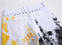 Elasticity Men's Jeans White Printed Mid Waist Jeans Straight Pants